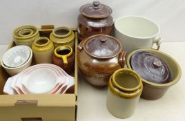 Vintage Kitchenalia including stoneware jars and covers, pots, jelly moulds,