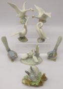 Collection of Lladro animals comprising a Rabbit with box, two Wrens,
