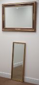 Rectangular bevel edge wall mirror in two tone gilt swept frame (93cm x 68cm),