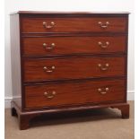 19th century mahogany chest, four long drawers, brass swan neck handles, on shaped bracket feet,
