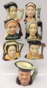 Seven Royal Doulton character jugs modelled as Henry VIII & his six wives,