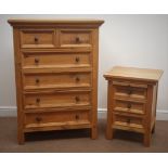 Light oak chest, two short and four long drawers, stile supports (W85cm, H119cm,