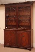 19th century mahogany Hepplewhite style bookcase on cupboard,