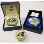 Moorcroft limited edition enamel box painted with Badgers by Fiona Bakewell, 26/50,