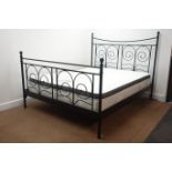 Victorian style metal 5' Kingsize bedstead with mattress, W167cm, H143cm,