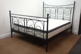 Victorian style metal 5' Kingsize bedstead with mattress, W167cm, H143cm,