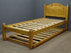 Solid pine 3' single bed frame with slide out guest bed underneath, W96cm, H97cm,