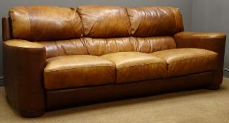 Italian three seat sofa upholstered in a brown leather (W235cm),