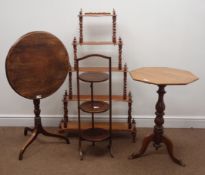 Two Victorian tripod tables,