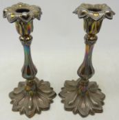 Pair Art Nouveau plated candlesticks, H24cm Condition Report <a href='//www.