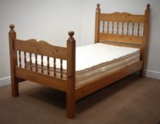 Solid pine 3' single bedstead with mattress , W104cm, H130cm,