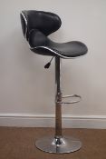 Chrome style swivel bar stool with upholstered back and seat,