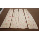 Two pairs Laura Ashley Baroque red pattern curtains, W155cm,