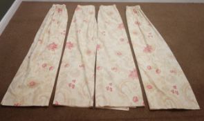 Two pairs Laura Ashley Baroque red pattern curtains, W155cm,