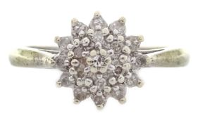 9ct white gold diamond cluster ring hallmarked Condition Report size K 1.