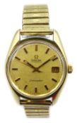 Omega automatic Seamaster gold-plated wristwatch, date apeture,