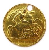 1905 half sovereign pendant, approx 3.9gm Condition Report <a href='//www.