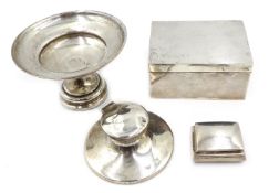 Silver box, sandalwood lined un-marked, 9cm, continental snuff box import marks,