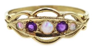 Gold opal and amethyst ring, hallmarked 9ct Condition Report Size P, approx 1.