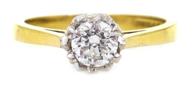 18ct gold diamond solitaire ring, hallmarked, diamond approx 0.