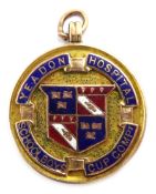Gold and enamel medal 'Yeadon Hospital School Boys Cup Comp', hallmarked 9ct,