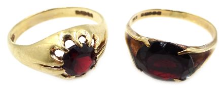 Two gold garnet rings, hallmarked 9ct Condition Report Approx 4.