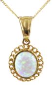 9ct gold opal pendant, hallmarked on 9ct gold chain,