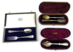 Victorian silver christening spoon and fork by Stokes & Ireland Birmingham 1888,
