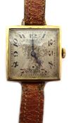 Breguet 18ct gold 1950's square cased wristwatch Condition Report gold case 6.