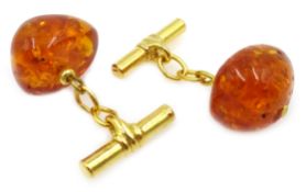 Pair of gilt amber cuff-links Condition Report <a href='//www.davidduggleby.
