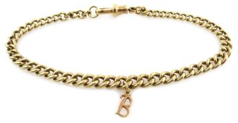 9ct gold (tested) tapered curb link bracelet, approx 12.