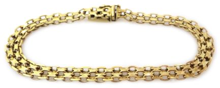 Gold brick link bracelet, stamped 14k, approx 7.
