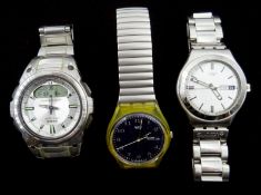 Two Swatch wristwatches and a Casio wave ceptor wristwatch Condition Report <a