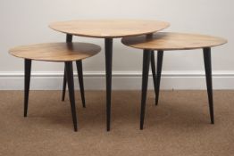 Set of three tables H45cm, D65cm,