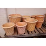 Sixteen circular terracotta latticed planters Condition Report <a href='//www.