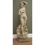 Composite stone figure of a lady, square base,