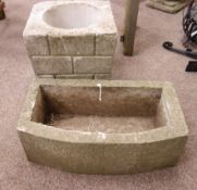 Composite stone brick effect garden planter (H41cm),