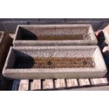 Pair rectangular tapered composite stone planters, 117cm x 37cm,