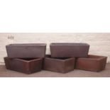 Five rectangular tapered glazed planters,