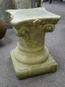 Composite stone Corinthian capital style pedestal garden stand,