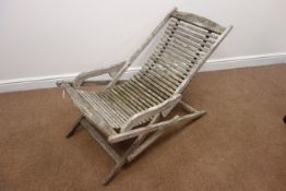 Folding garden deck chair with latted seat