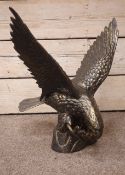 Bronzed finish cast iron eagle garden figure,