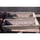 Pair rectangular composite stone planters, 122cm x 39cm,