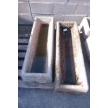 Pair rectangular tapered composite stone planters, 117cm x 37cm,