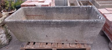 Large rectangular tapered composite granite stone trough, L154cm, D50cm,