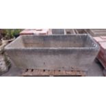 Large rectangular tapered composite granite stone trough, L154cm, D50cm,