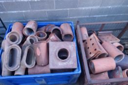Large quantity 19th century and later terracotta drainage pipes etc in two containers (Containers