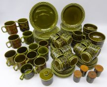 Hornsea Heirloom green ground tea and dinnerware and Hornsea matching mugs,