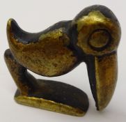 Karl Hagenauer (Austrian 1898-1956) miniature patinated bronze model of a Pelican, L3.
