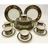 Chase 'Jaguar Jungle' pattern part tea and dinner set for six persons,